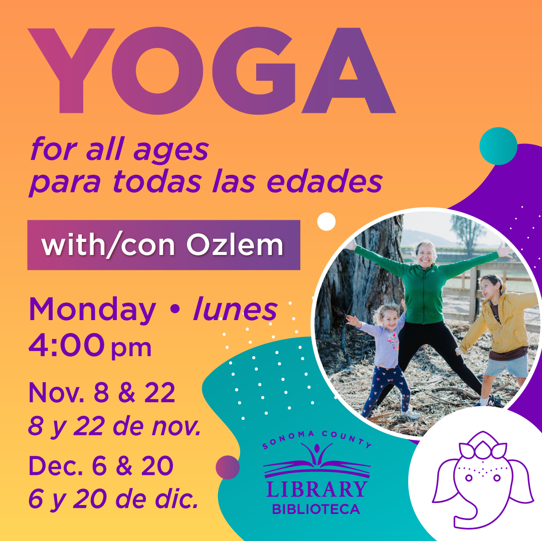 Yoga graphic with picture of Ozlem and kids
