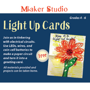 Light Up Cards with photo of a flower drawn on a card