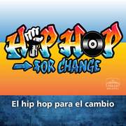 Hip Hop for Change logo featuring fist and vinyl record.