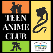 Silhouettes of anime characters and text that reads: Teen Anime Club