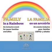 Photo of a rainbow and text that reads: Family is a Rainbow