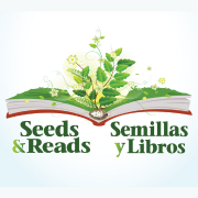 Seeds & Reads logo of plants growing out of a book.