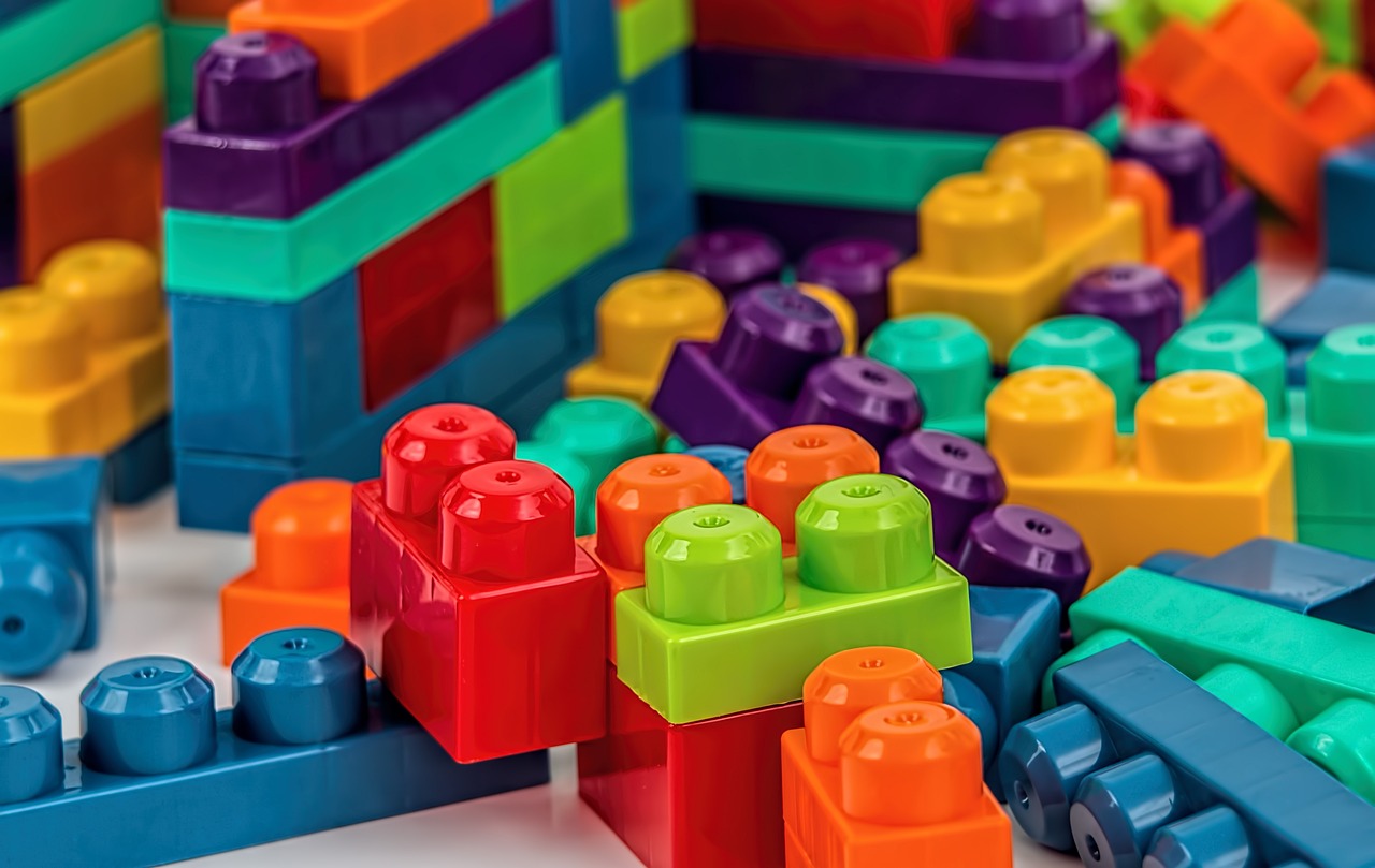 Collection of colorful legos