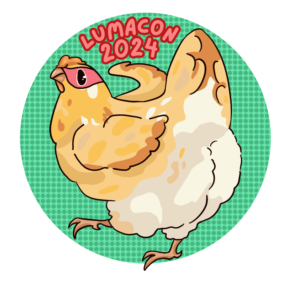 LumaCon! logo of fluffy chicken by logo contest winner Vita L.