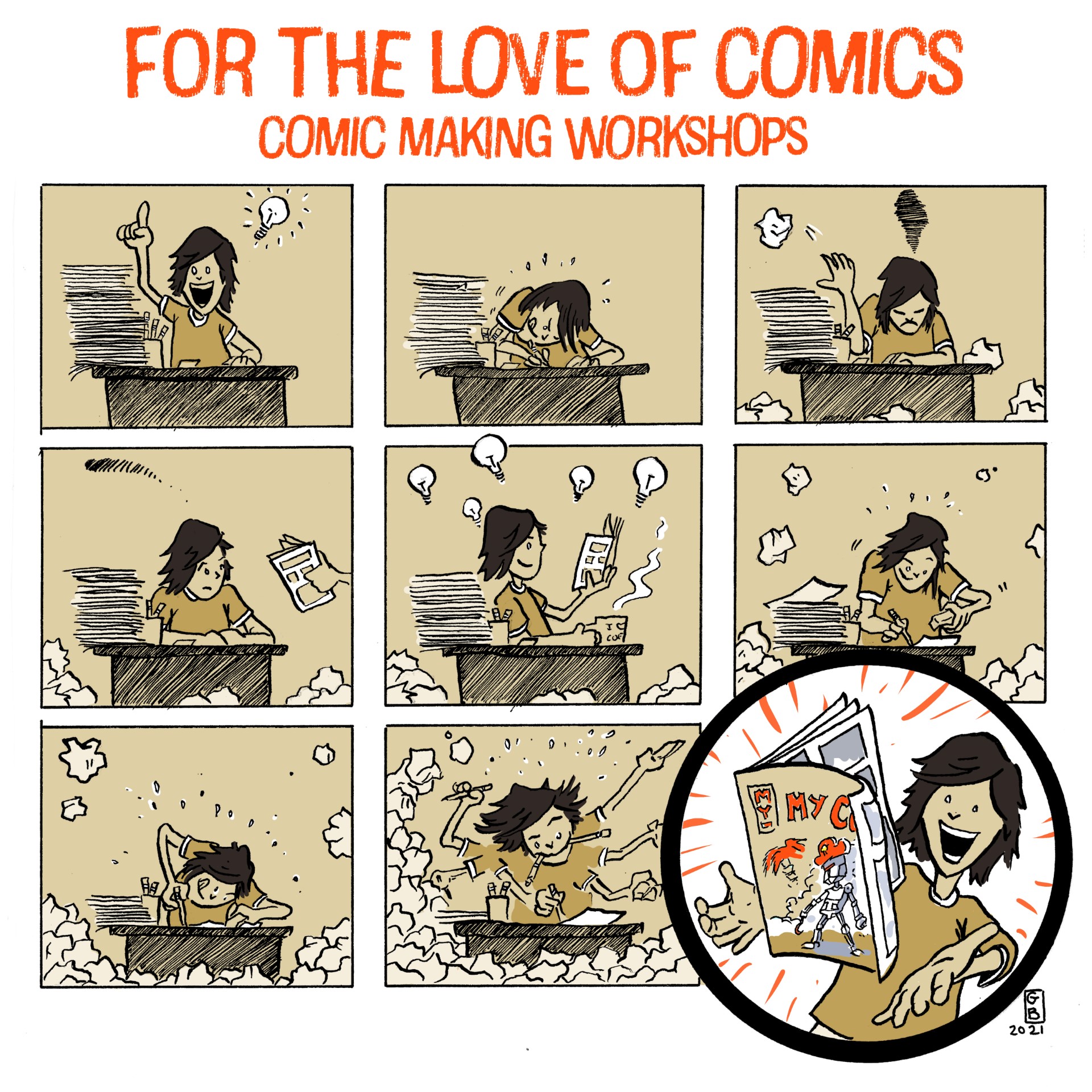 Image: For the Love of Comics: young woman drawing comics