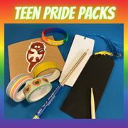Photo of pack with notebook, sticker, washi tape, rainbow pencil, and more!
