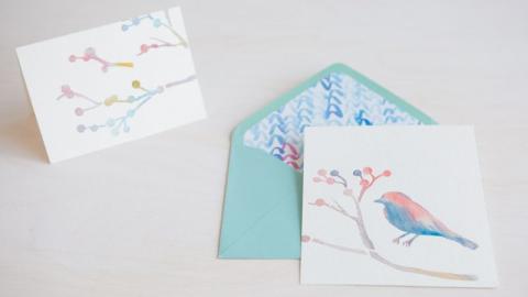 Watercolor card and envelope
