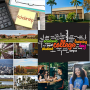 Collage of images related to college.