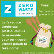 Zero Waste Sonoma logo and image of utensils and a pouch.