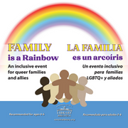 Photo of a rainbow and text that reads: Family is a Rainbow