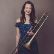 Natalie Cressman with trombone