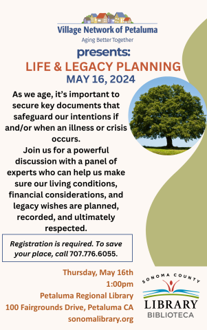 Posting with description of May 16 event: Village Network presents Life & Legacy Planning