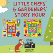 Covers of Tenisha's two books: Little Chef's First 100 Words and Little Gardener's First 100 Words