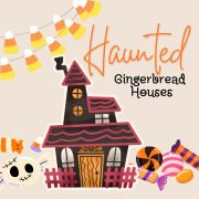 Illustration of spooky house and candy 