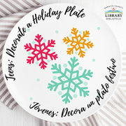 White plate with illustrated snowflakes