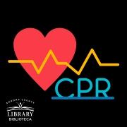 Illustration of heart and text CPR