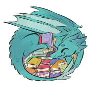 dragon hoarding a pile of books