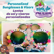 Sunglasses decorated with letter beads