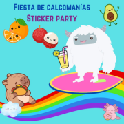 Graphic of fun characters, like a yeti drinking lemonade and a dancing avocado