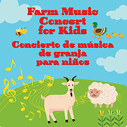 Graphic of a blue sky and farm animals, goat and sheep. 