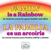 Photo of a rainbow and text that reads: Family is a Rainbow