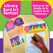 Library Card Art Contest for Kids; accepting submissions June 1 - July 1.